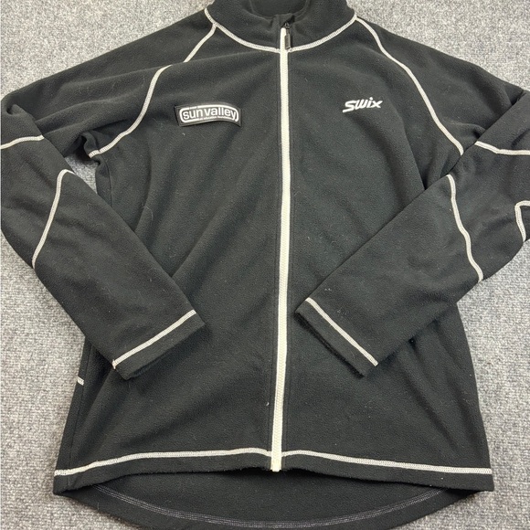 SWIX Men’s black/white “Sun Valley” patch Full Zip fleece jacket size: Large - Picture 1 of 10